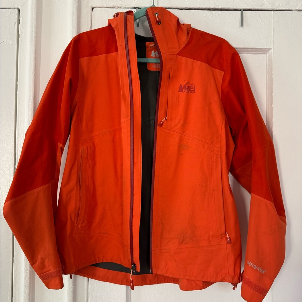 REI Co-op Women's Goretex Jacket in Bright Orange